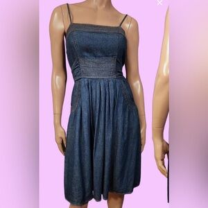 Chic Denim Dress.  Cute cottage jean dress.  Country cutie. Bohemian denim mini